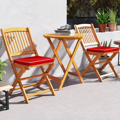 Topbuy Patio Folding Chair Set of 4 Portable Acacia Wood Dining Chairs with High Back & Seat Cushions Navy