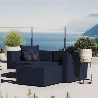 Modway Saybrook Outdoor Patio Upholstered Loveseat and Ottoman Set in Gray
