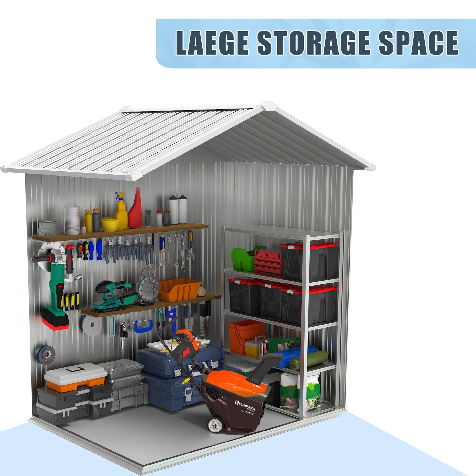 6' x 4' Outdoor Storage Shed, Metal Garden Shed with Lockable Doors, Tools Storage Shed for Backyard, Patio, White