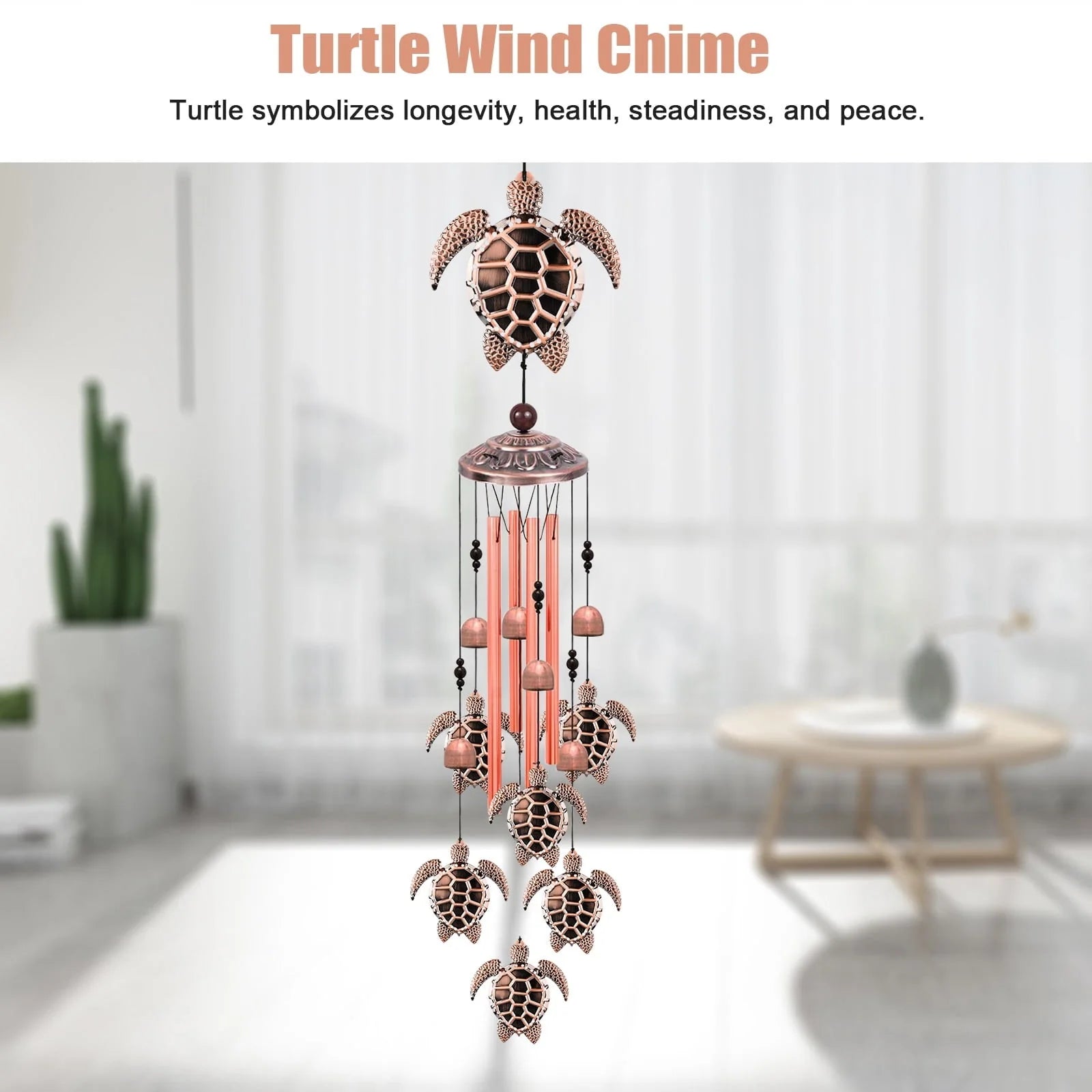 Turtle Wind Chimes Outdoor, EEEkit 33" Large Retro Wind Chimes Bell, Garden Wind Chimes with 4 Aluminum Tuned and 7 Turtles for Indoor Outdoor Garden Patio Decor