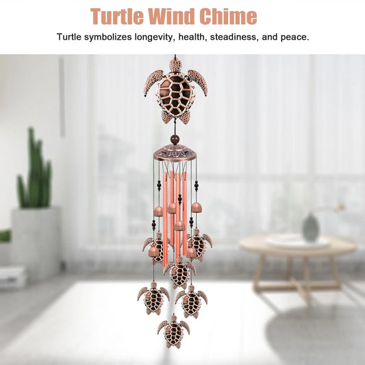 Turtle Wind Chimes Outdoor, EEEkit 33" Large Retro Wind Chimes Bell, Garden Wind Chimes with 4 Aluminum Tuned and 7 Turtles for Indoor Outdoor Garden Patio Decor