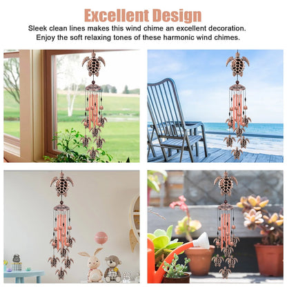 Turtle Wind Chimes Outdoor, EEEkit 33" Large Retro Wind Chimes Bell, Garden Wind Chimes with 4 Aluminum Tuned and 7 Turtles for Indoor Outdoor Garden Patio Decor