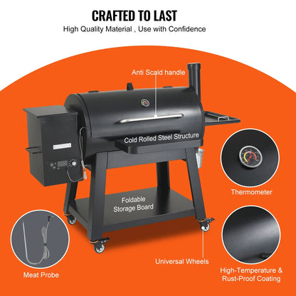 KFFKFF 62" Heavy Duty Charcoal Grill 8 IN 1,BBQ Portable Grill with Cart Outdoor Cooking Barbecue Camping, Picnic, 840 sq, Patio and Backyard
