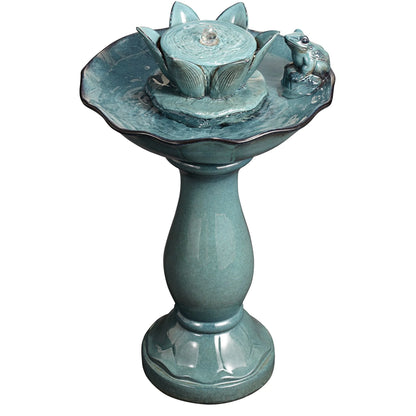 Pleasant Pond 25 1/4" High Large Asian Outdoor Decor Ceramic Floor Fountain Frog Pedestal Outside Garden Patio