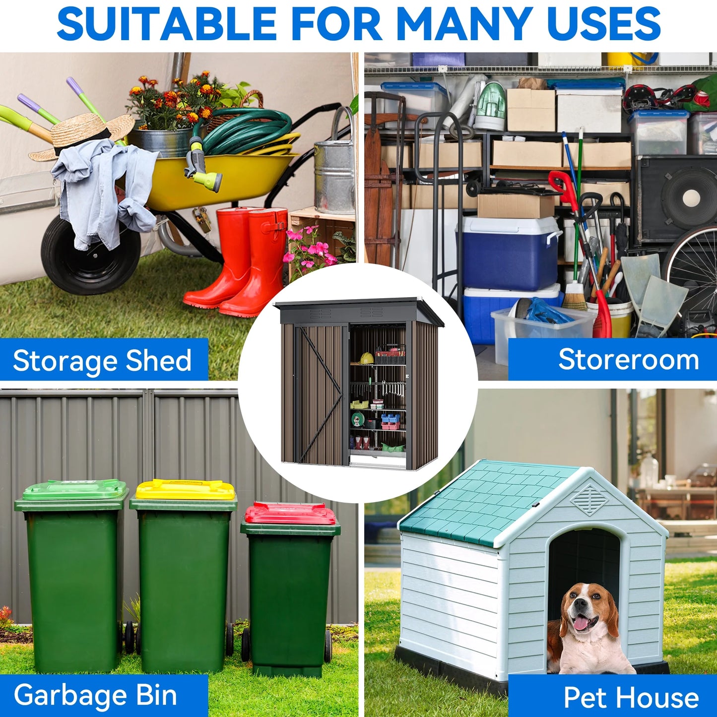 Dextrus 6x4 FT Outdoor Storage Shed, Large Metal Tool Sheds, Heavy Duty Storage House with Lockable Doors & Air Vent for Backyard Patio Lawn