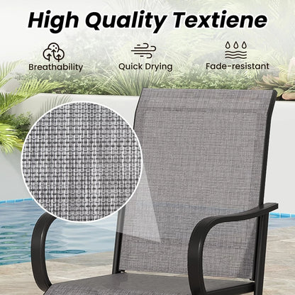 STARY Outdoor Bar Stools Set of 2, Swivel Patio Barstools with Textile Fabric,Ergonomic Comfort Bar Height Tall Outdoor Stools for Balcony,Dark Grey