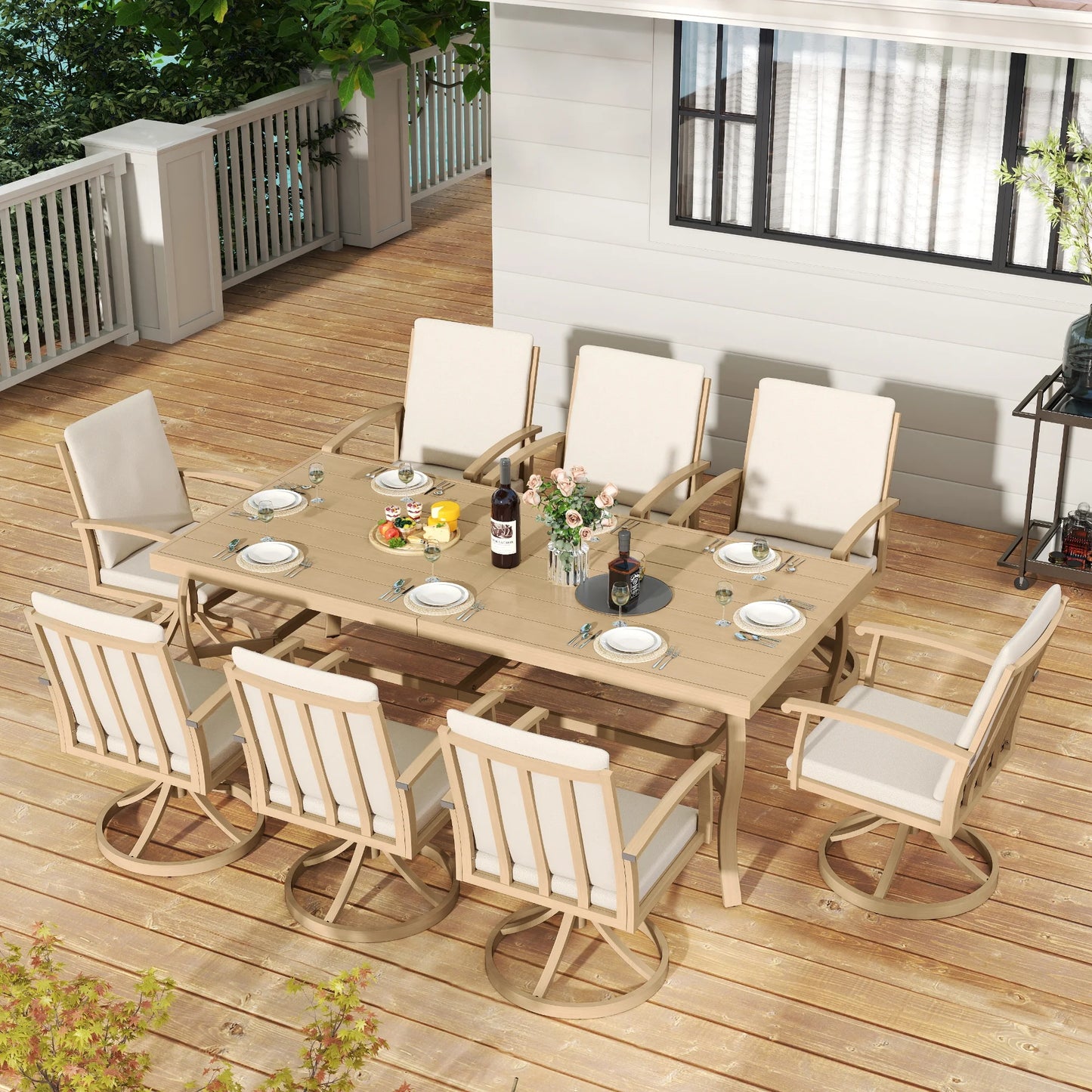 HAPPATIO 7 Piece Patio Dining Set, Aluminum Outdoor Dining Set for 6, Aluminum Dining Table and Chairs Set, Patio Dining Furniture with Aluminum Table, Chairs and Washable Cushions (Gray)