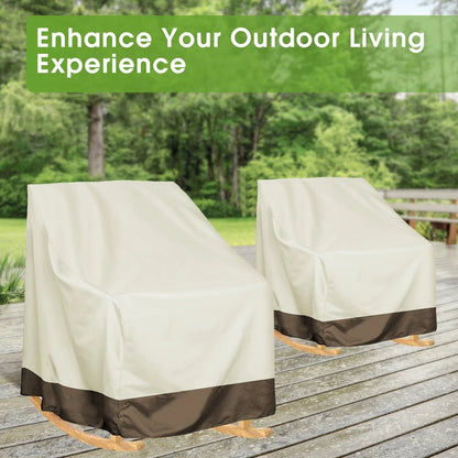 Swtroom 2 Pcs Outdoor Rocker Patio Chair Cover, 210D Waterproof, Furniture Protector Weather & UV Resistant, Beige