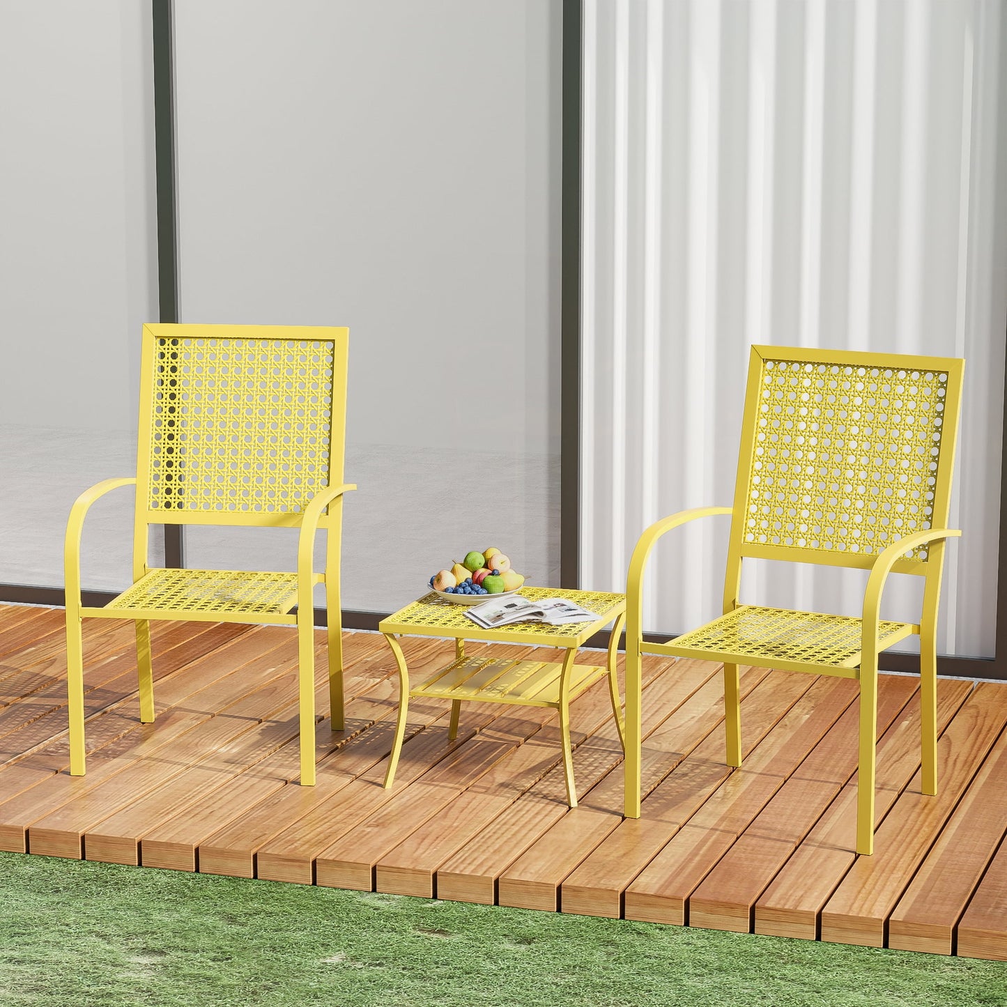 Patio Bistro Set, Bistro Table and Chairs Set of 2, Outdoor Bistro Set for 2
