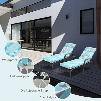 **outdoor chaise lounge cushion 73 inch, tri-folding patio chaise lounge chair cushions waterproof foldable thick lounge cushions outdoor furniture easy receive poolside garden