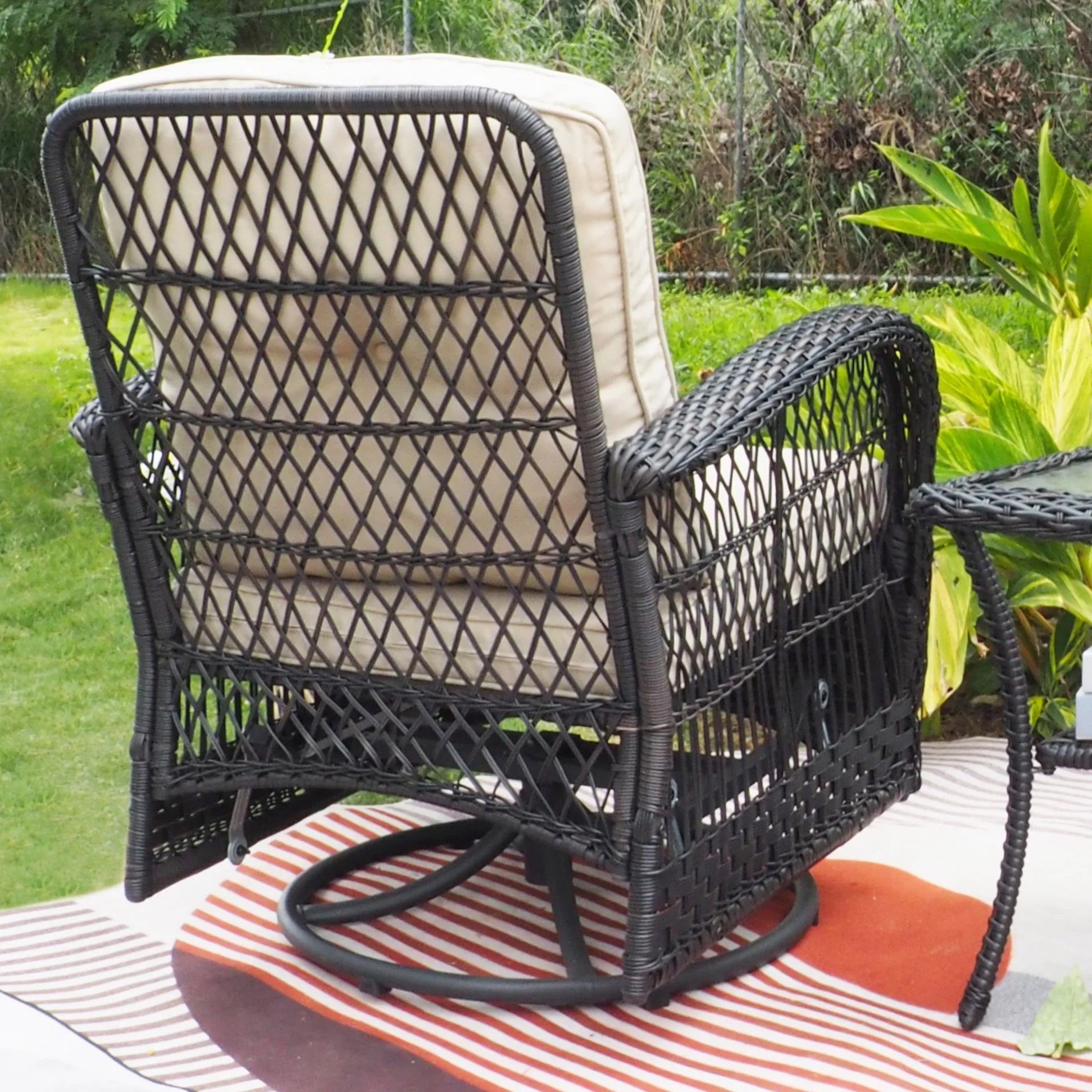 ATR ART to REAL Patio Swivel Wicker Chairs,Rattan Rocker Chairs with Side Table,Khaki