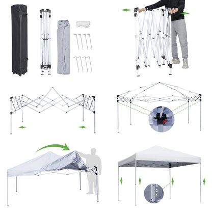 SECONDPEAK 10x10 Pop Up Canopy Tent Easy Set-up Outdoor Patio Canopy Adjustable Straight Leg Heights Instant Shelter with Wheeled Bag, Ropes