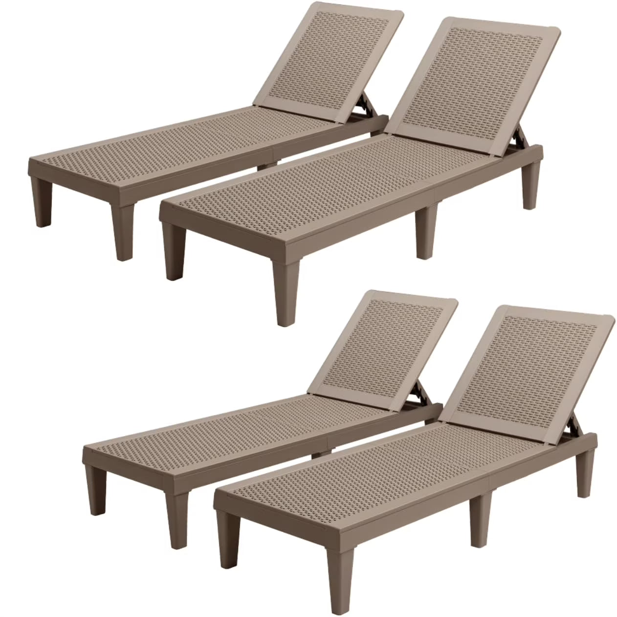 Homall 2 Pieces Patio Lounge Chair Outdoor Adjustable Chaise Lounge Chair, Dark Brown