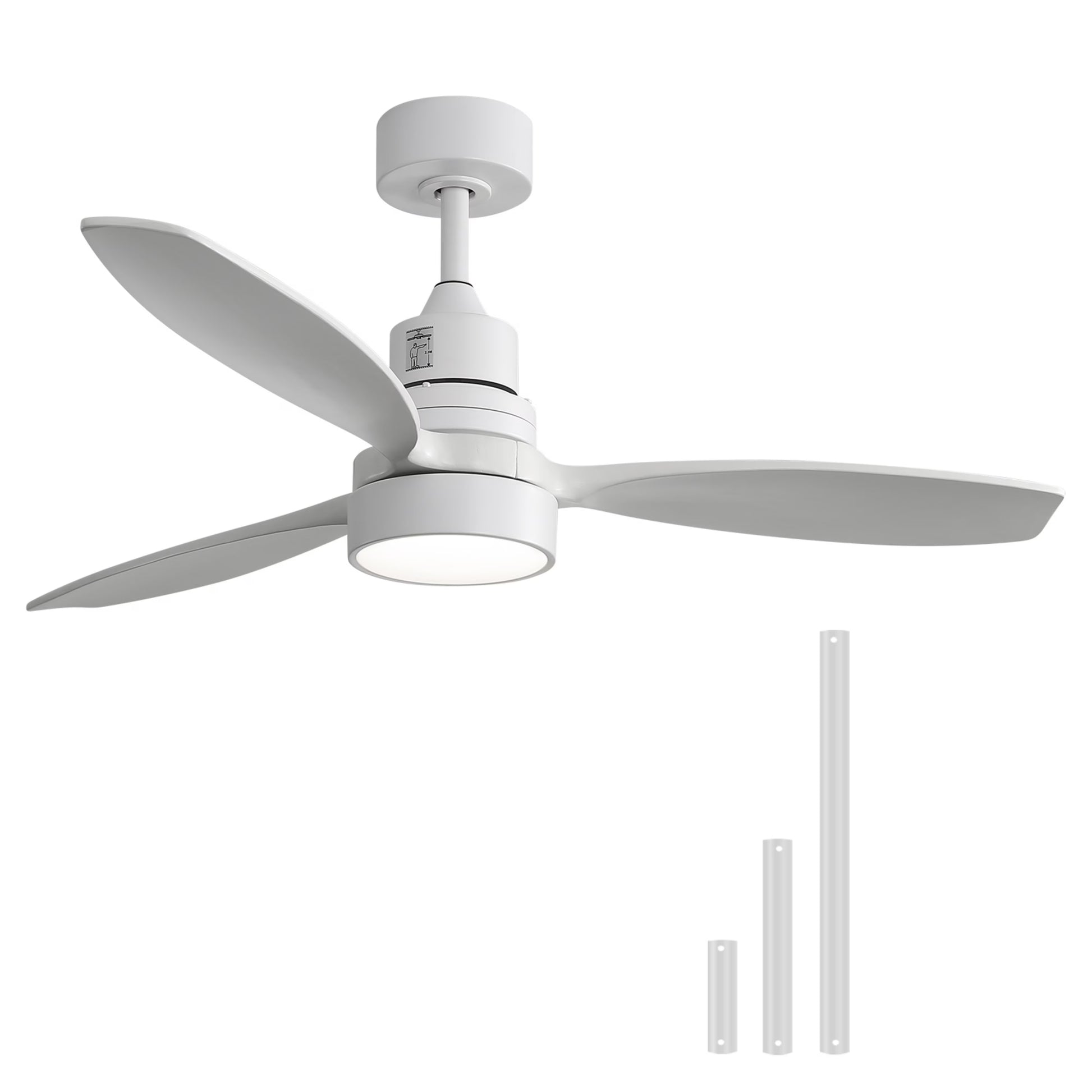 Sofucor 52" Ceiling Fans with Light and Remote Control, 3 Blades and Reverse Airflow,for Living Room,Patio,Black with Walnut Blades