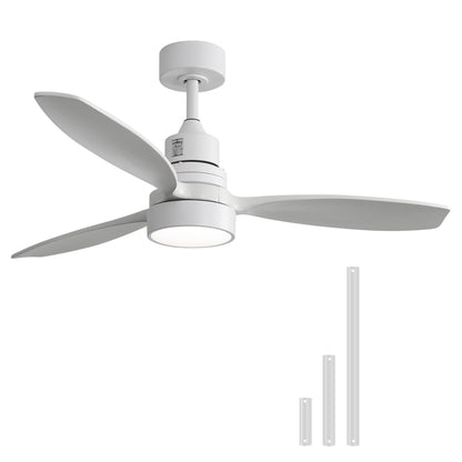 Sofucor 52" Ceiling Fans with Light and Remote Control, 3 Blades and Reverse Airflow,for Living Room,Patio,Black with Walnut Blades