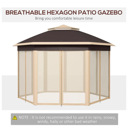 SAZYY 13x13 Pop Up Gazebo Hexagonal Canopy with Mesh Netting for Outdoor Events, Patio Garden Wedding Party Shelter