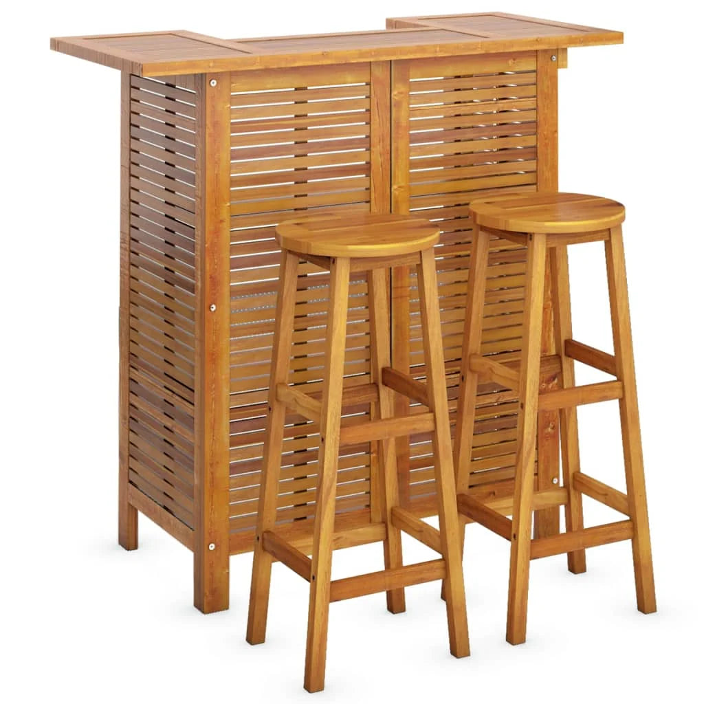vidaXL 3 Piece Patio Bar Set Solid Wood Acacia