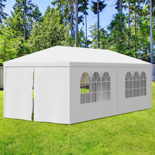 10' x 20' Outdoor Party Tent, Heavy Duty Canopy Event Wedding Tent for Parties Backyard Patio, White