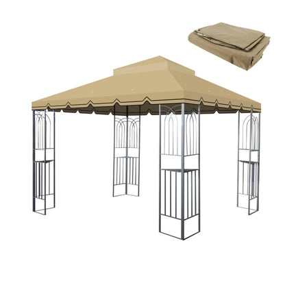 10x10 Ft Outdoor Patio Gazebo Replacement Canopy Double Tiered Gazebo Tent Roof Top Cover Only Greatwall border Frame Not Include-Tan