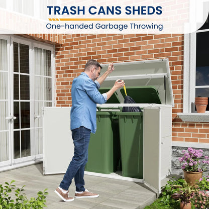 ECOPATIO Outdoor Storage Shed 41 Cu Ft Weather Resistant Resin with Floor Gray