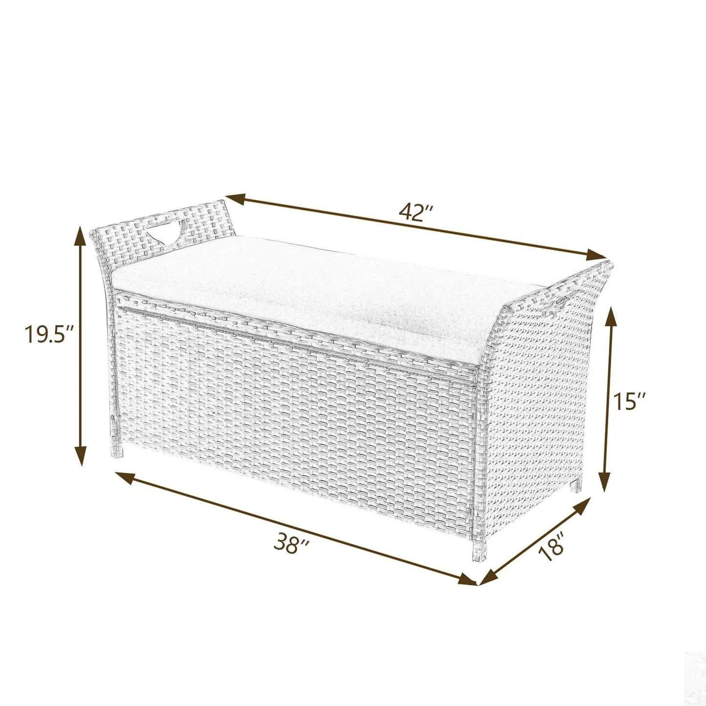 Ulax Furniture 27.6 Gallon Patio Wicker Storage Box, Outdoor Rattan Storage Bench Deck Bin with Cushion and Hydraulic Hinge Lid (Navy)