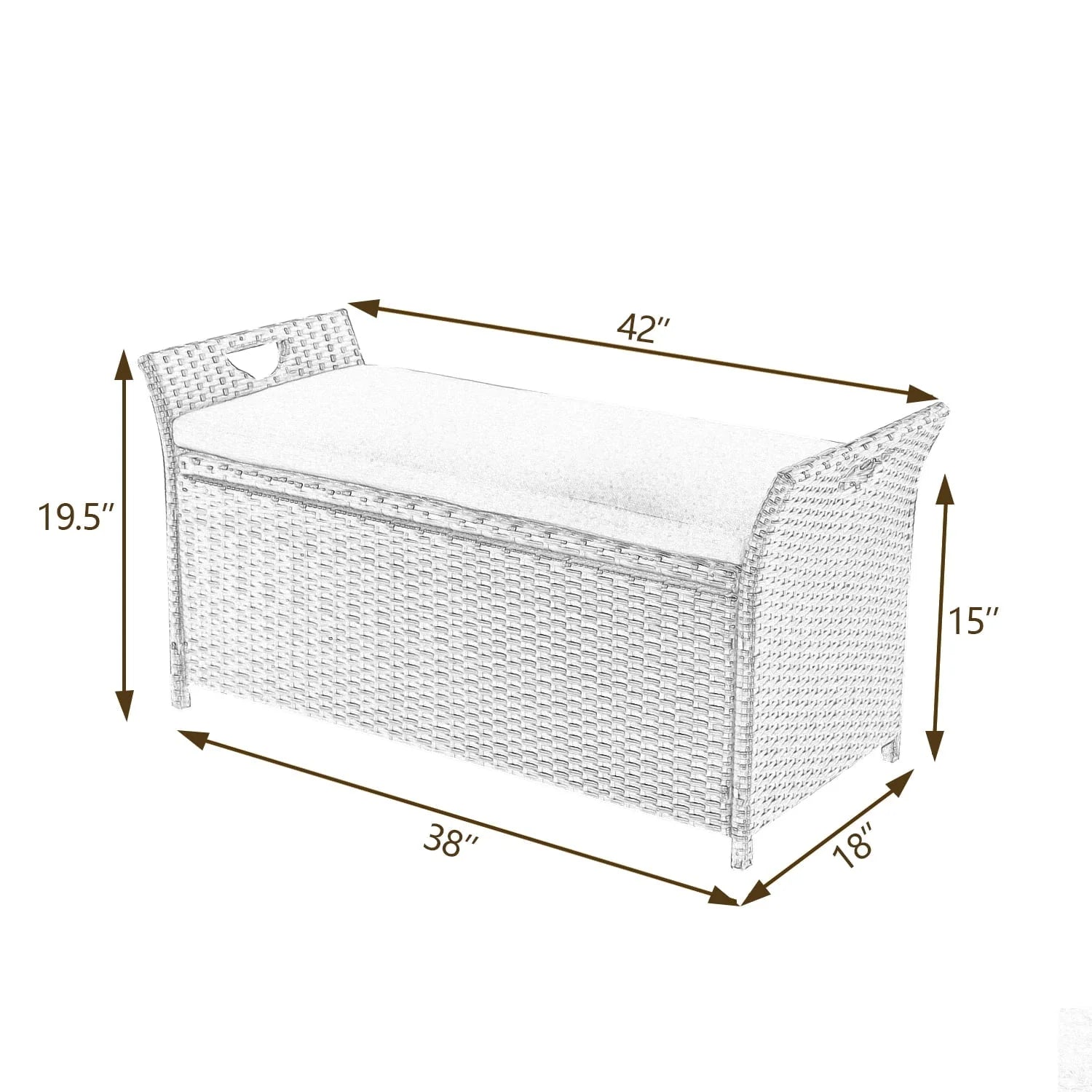 Ulax Furniture 27.6 Gallon Patio Wicker Storage Box, Outdoor Rattan Storage Bench Deck Bin with Cushion and Hydraulic Hinge Lid (Navy)