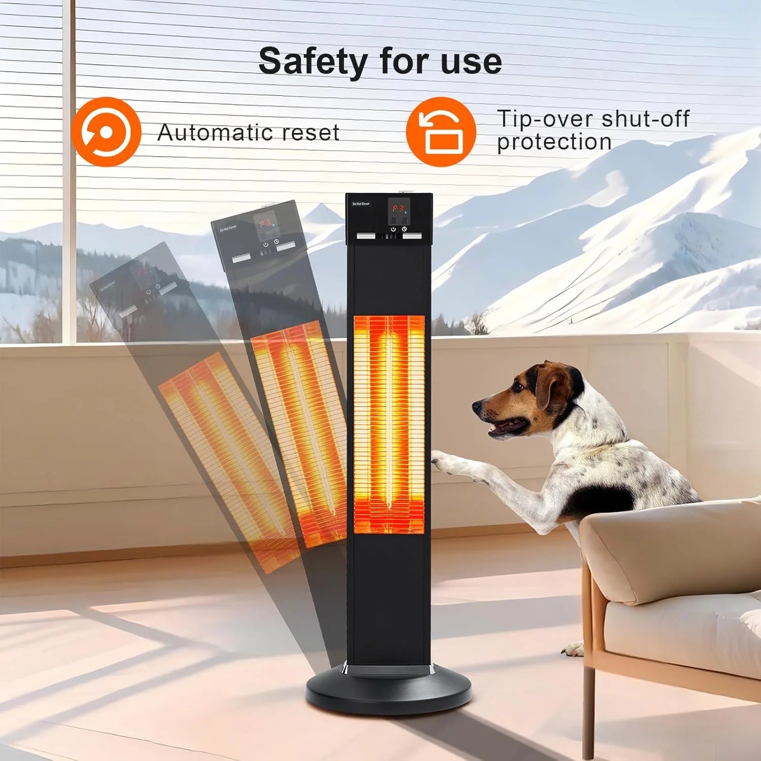 Acekid Outdoor Heater for Patio, 1500W Electric Outdoor Heater With 3 Heating Level (500W/1000W/1500W), Portable Fast Heat Garage Heater