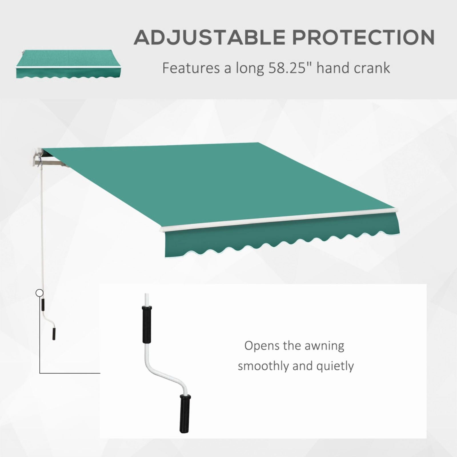 Retractable Awning, Patio Awnings, Sunshade Shelter w/Manual Crank Handle On-Site