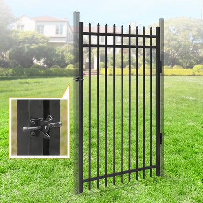 Fencer Wire Heavy Duty Pinnacle Fence Gate, 6FT Height x 4FT Width Outdoor Fence Gate, Outdoor Anti-Rust Metal Steel Gate for Fencing Barrier, Decorative Garden Gate for Residential, Yard, Pool,Patio