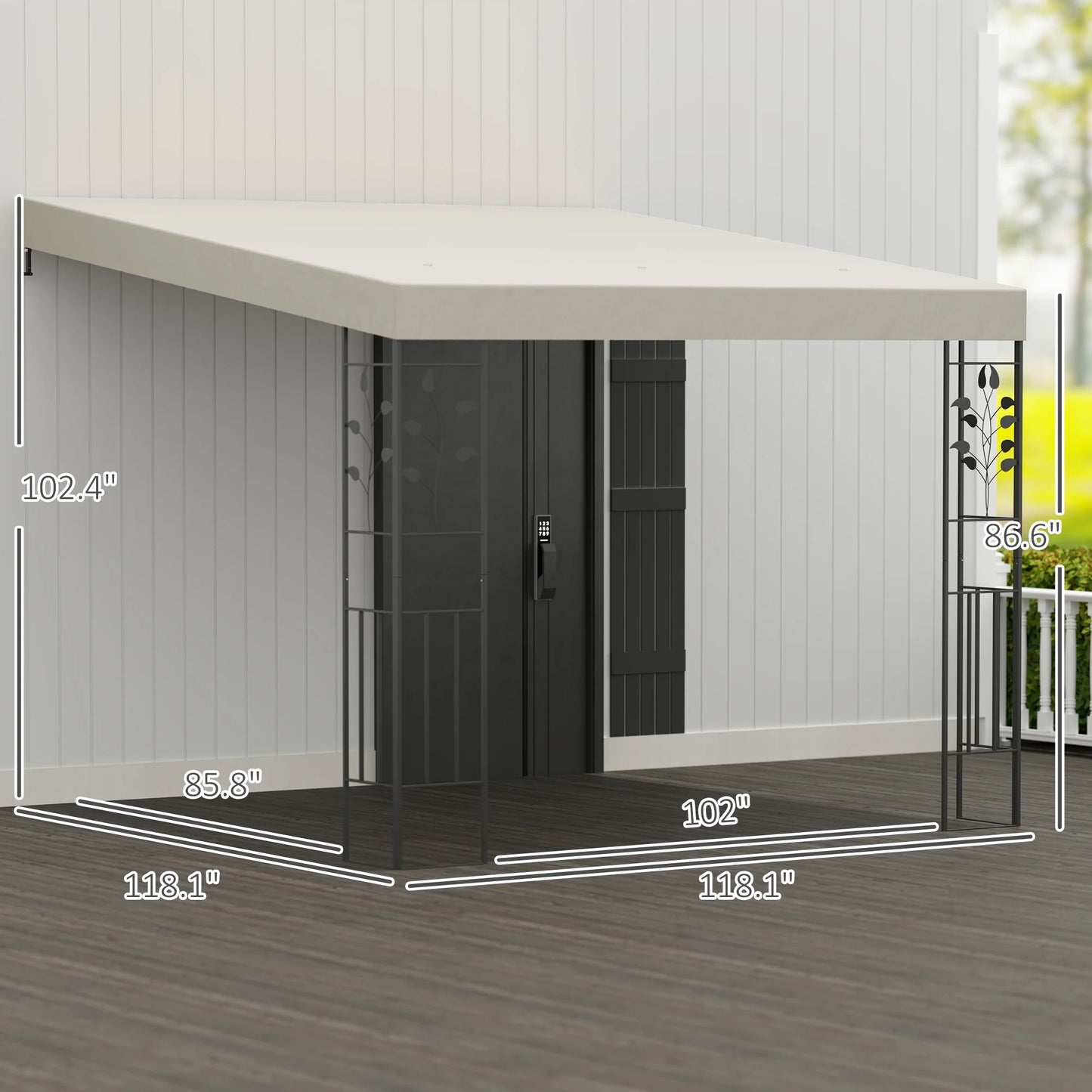 Outsunny 10' x 10' Outdoor Pergola Canopy, Metal Patio Canopy with Drainage Holes for Backyard, Garden, Porch, Cream White