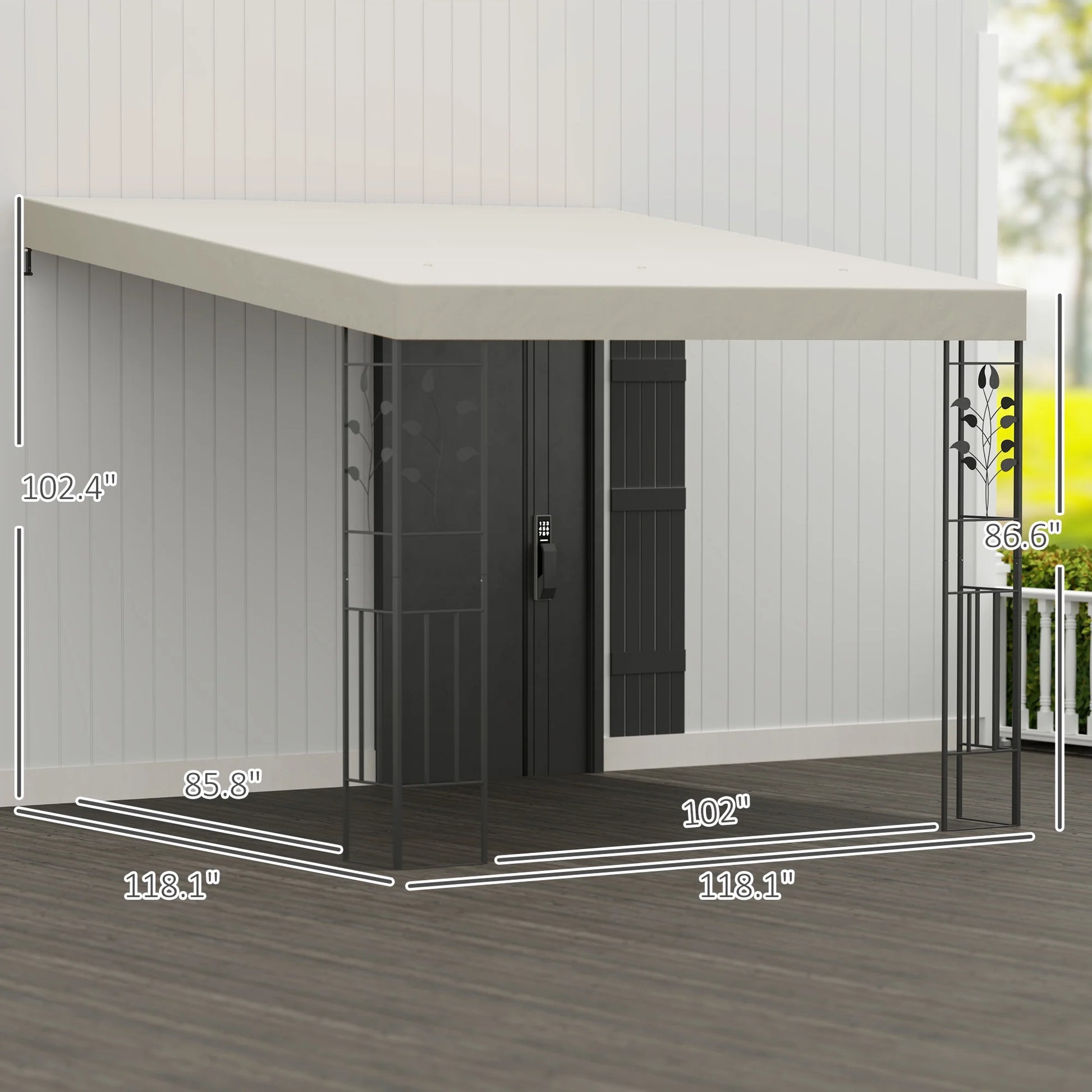 Outsunny 10' x 10' Outdoor Pergola Canopy, Metal Patio Canopy with Drainage Holes for Backyard, Garden, Porch, Cream White
