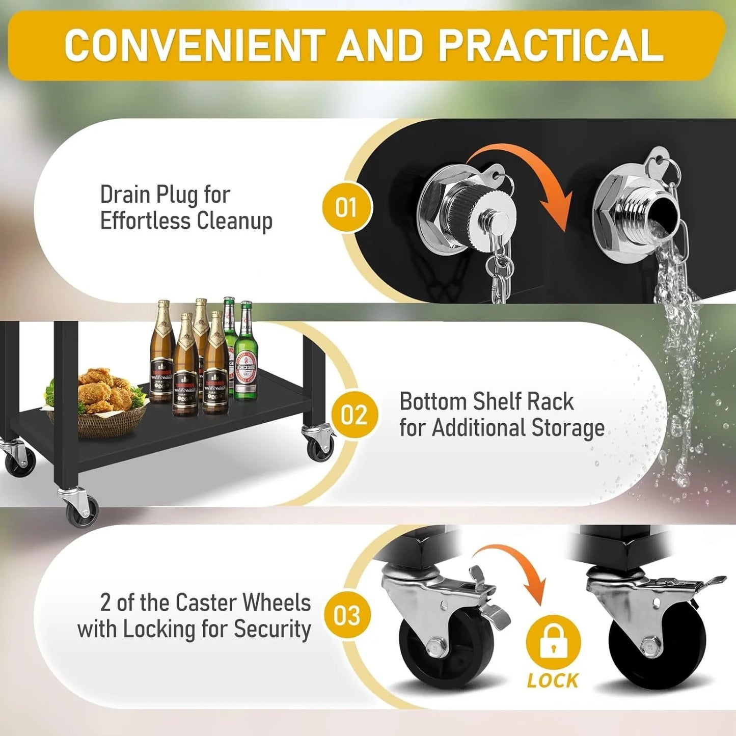 ​Large 80 Quart Portable Rolling Cooler with Lockable Lid, Features Catch Basin, Utility Tray, and Bottle Opener for Patio, Parties, Boating, and Vacation​