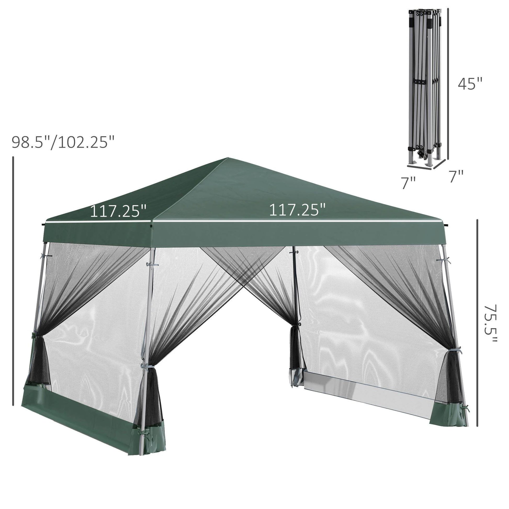 DUOSONG Outsunny Slant Leg Pop Up Canopy Tent With Netting And Carry Bag, Instant Sun Shelter, Tents For Parties, Height Adjustable, For Outdoor, Garden, Patio, (11.5'X11.5' Base/10'X10' Top),
