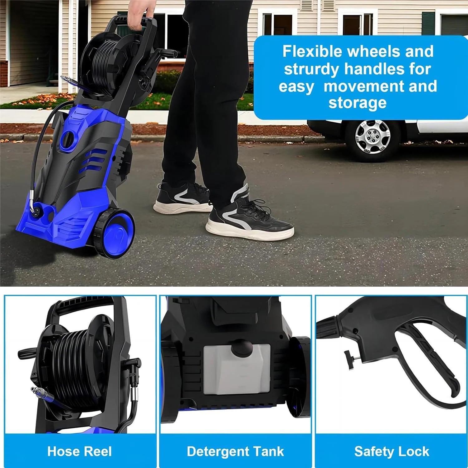 YouYeap 3000 PSI Electric Pressure Washer 2.0 GPM for Household, Great for Cars, Patios, Siding, Driveways