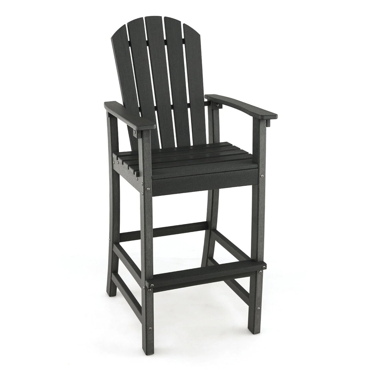 Vicamelia Patio Bar Stools Set of 2 HDPE Height Armchairs with Backrest and Footrest All Weather