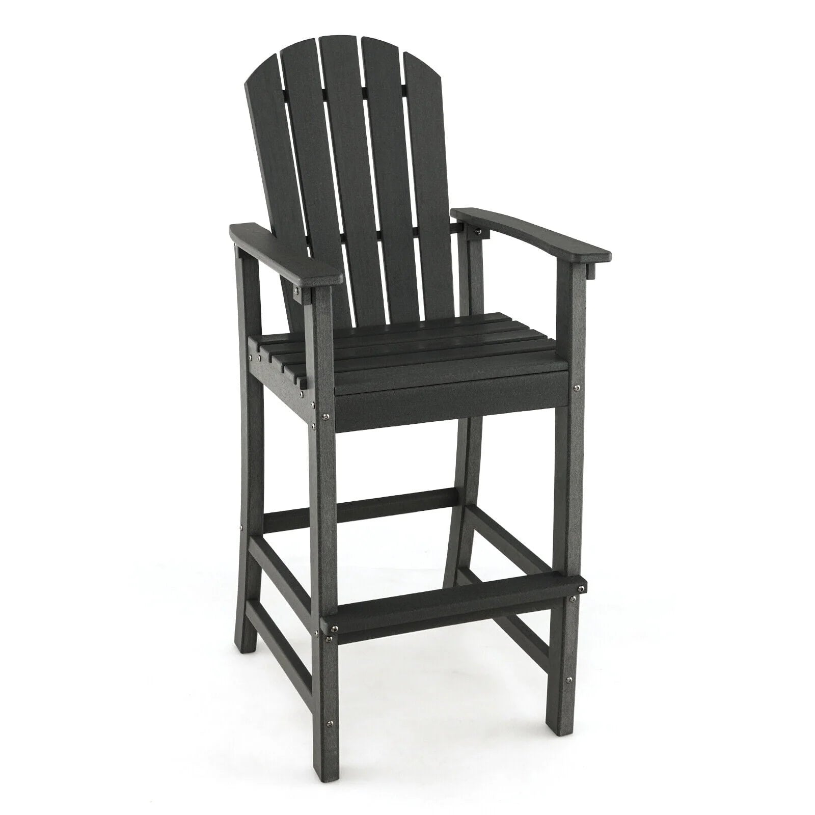 Vicamelia Patio Bar Stools Set of 2 HDPE Height Armchairs with Backrest and Footrest All Weather