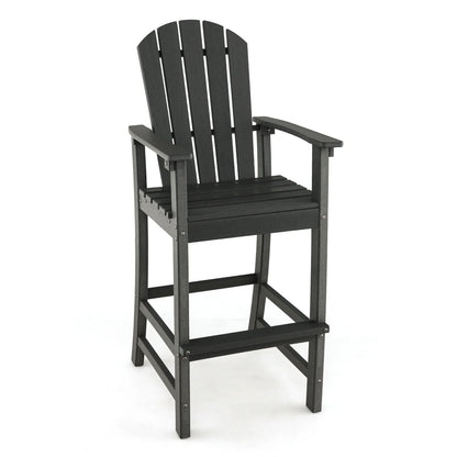 Vicamelia Patio Bar Stools Set of 2 HDPE Height Armchairs with Backrest and Footrest All Weather