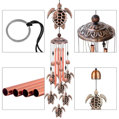 Turtle Wind Chimes Outdoor, EEEkit 33" Large Retro Wind Chimes Bell, Garden Wind Chimes with 4 Aluminum Tuned and 7 Turtles for Indoor Outdoor Garden Patio Decor