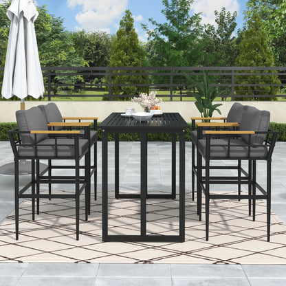 Harper & Bright Designs Iron Outdoor Counter Height Dining Set for 4, 5 Pieces All-Weather Patio Dining Furniture Set with Table and 4 Chairs for Pub Backyard Balcony Garden, Gray