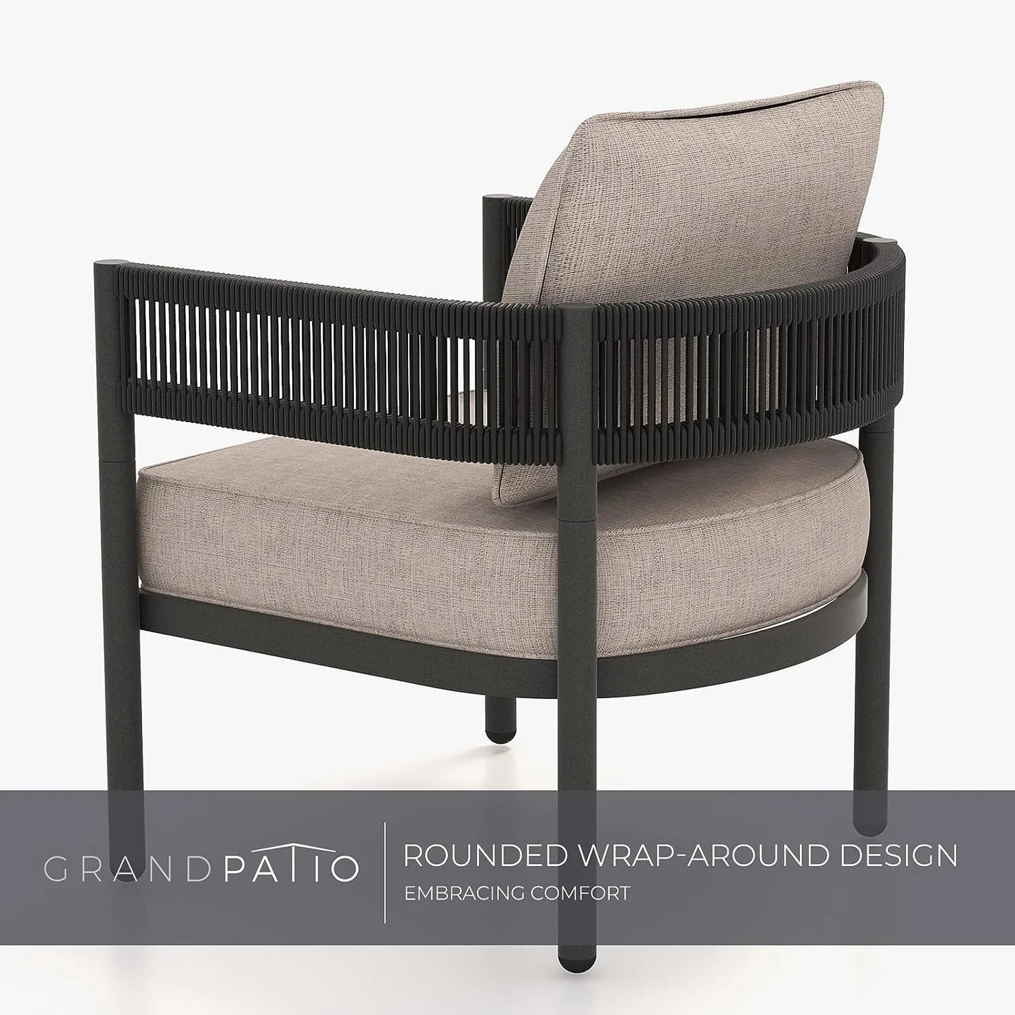 Grand Patio 5-Piece Outdoor Wicker Conversation Set, Beige