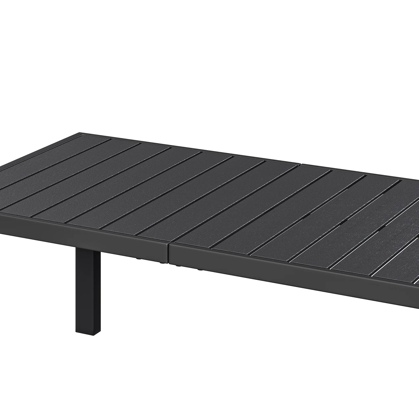 ModFusion 6-Person Aluminum Patio Dining Table with Composite Wood Slat Top, Weather-Resistant Outdoor Table for Garden, Porch & Backyard Black
