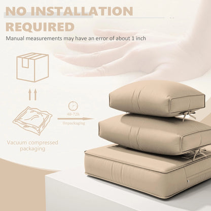 Snubbull 6-Seat Sectional Outdoor Patio Replacement Cushions Set, 25.5" x 25.5", 5" Foam High-Density, 14-Piece Water-Resistant Outdoor Cushion for Patio Conversation Sets, Liner& Cover, Sand