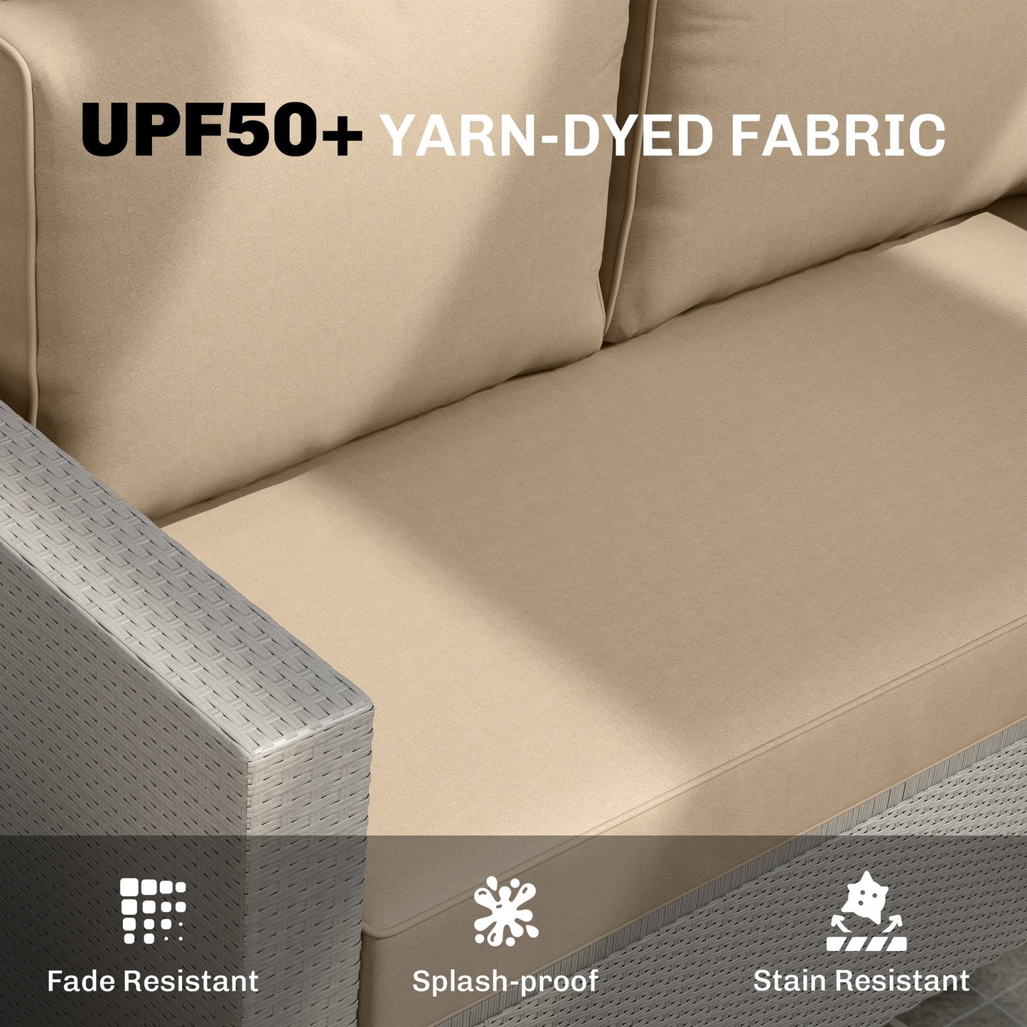 Outsunny 2 Seater Patio Furniture Cushions, 5 in Outdoor Loveseat Cushions with Removable Cover, Replacement Cushions for Outdoor Furniture, Beige