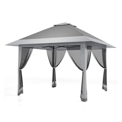 13 X 13 Pop Up Gazebo with Mosquito Netting,Outdoor Patio Gazebo,Outdoor Canopy Tent with Mosquito Netting,Backyard Tent,Olive Green + Hemp Grey