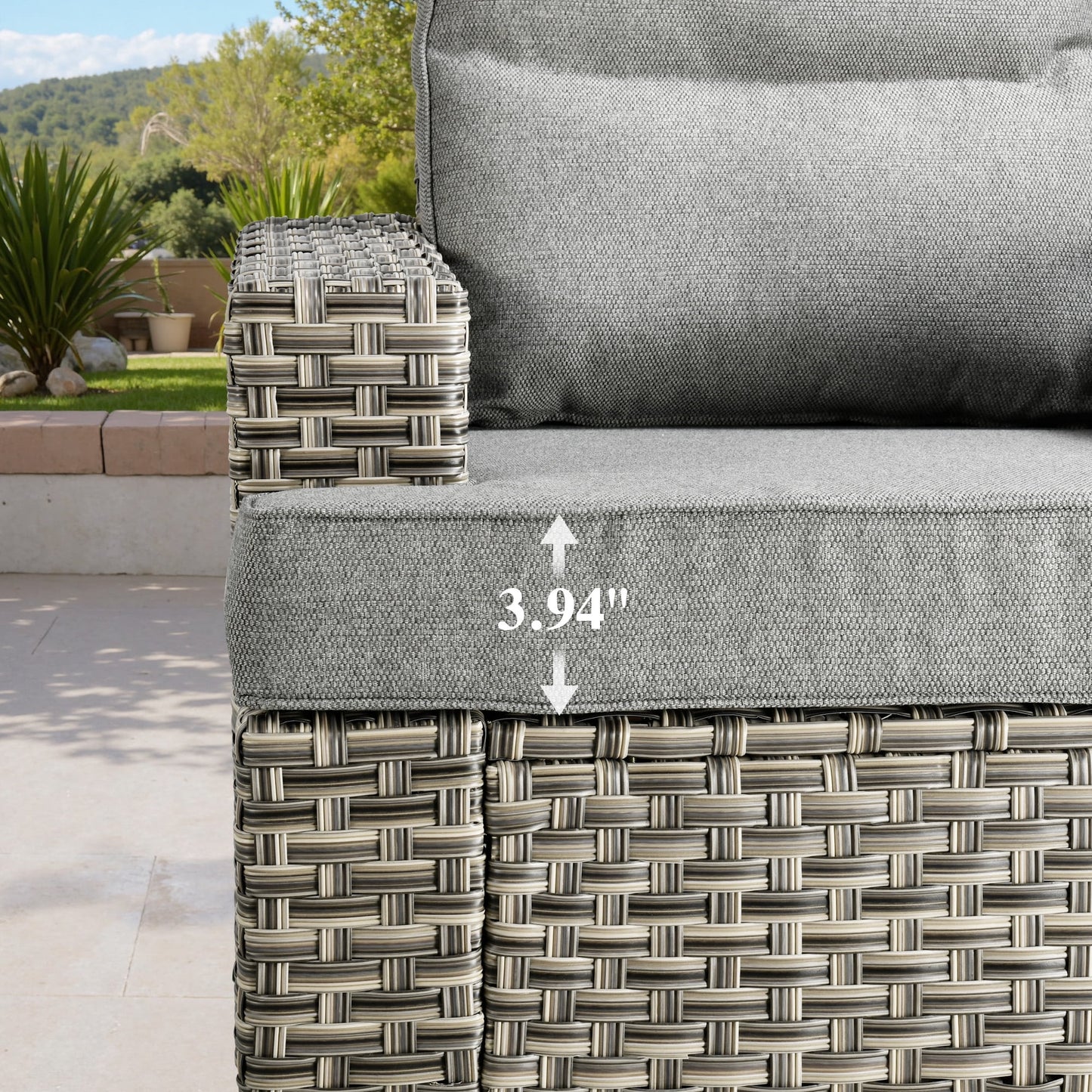 Ovios 9 Pieces Outdoor Patio Furniture with Swivel Chairs High-Back All-Weather Rattan Wicker Conversation Set Outdoor Sectional with Solar Light Coffee Table
