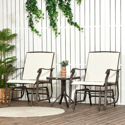 Outsunny Set of 3 Rocking Glider Chair w/Table Mesh Patio Outdoor Furniture, Gray