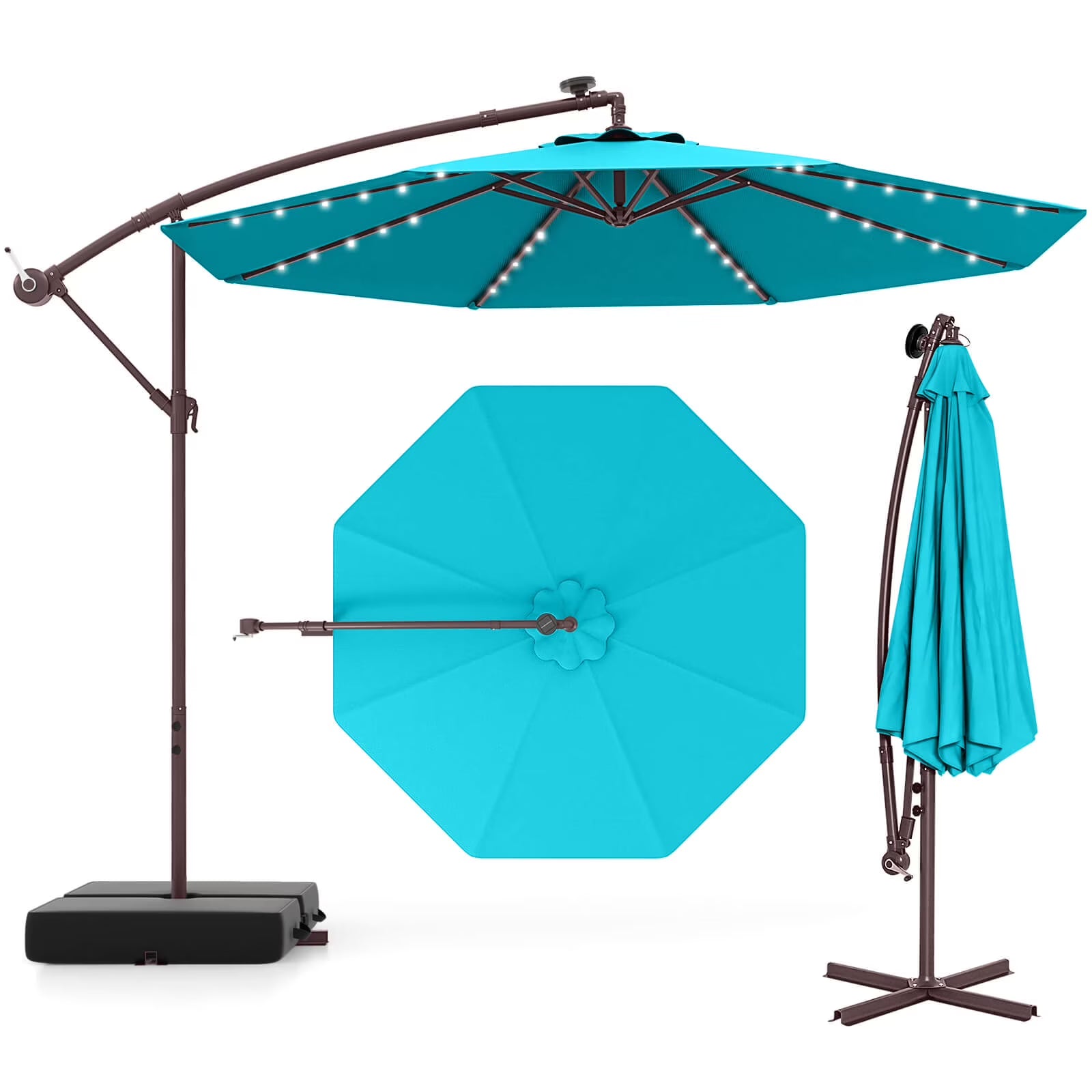 Costway 98.40" Navy Cantilever Patio Umbrella, Base-Included