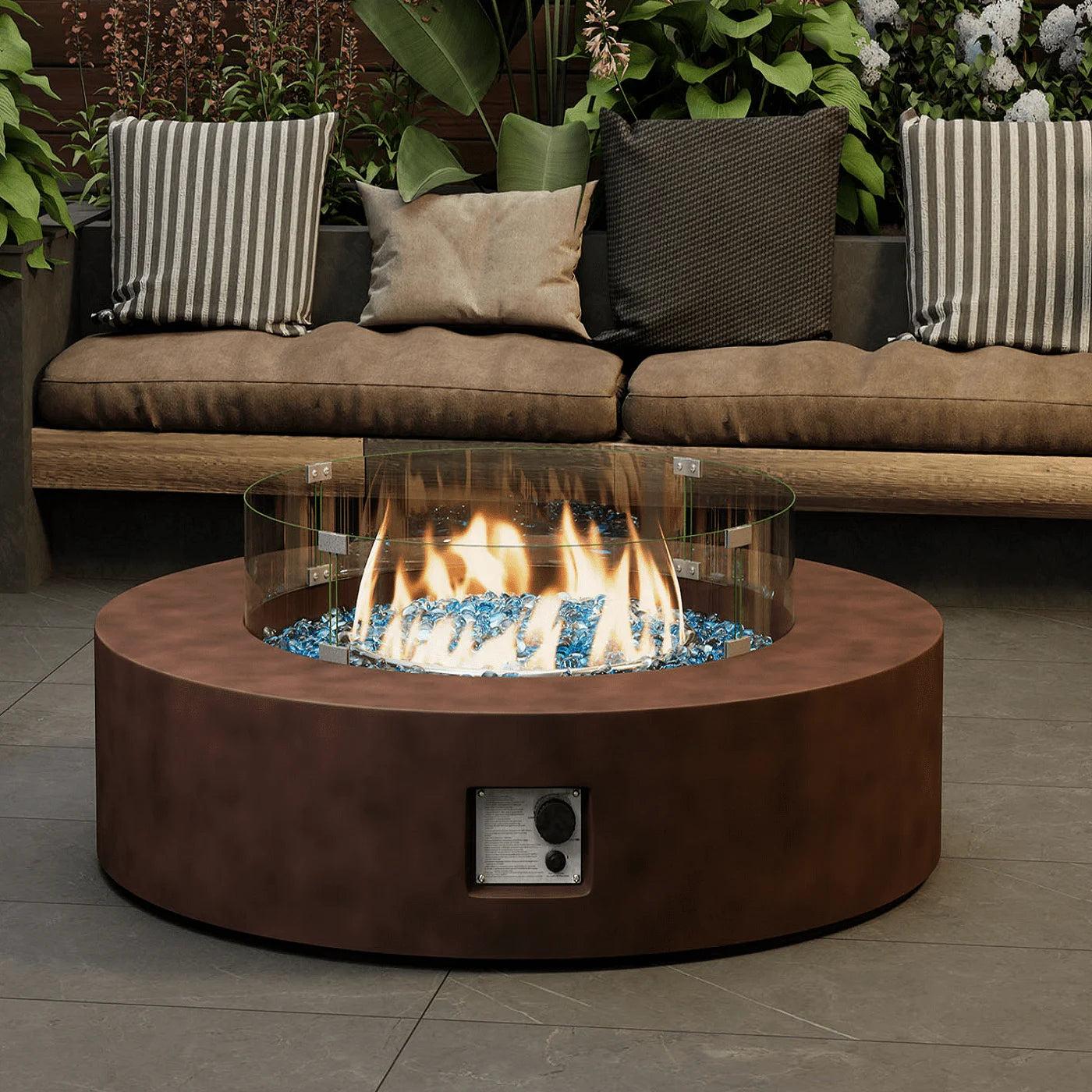 COSIEST 41''Round Fire Pit Table,50000 BTU Outdoor Propane Patio Fire Pit