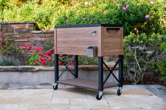 Permasteel 80-Qt Oak Wood Style Patio Cooler with Wicker Bottom