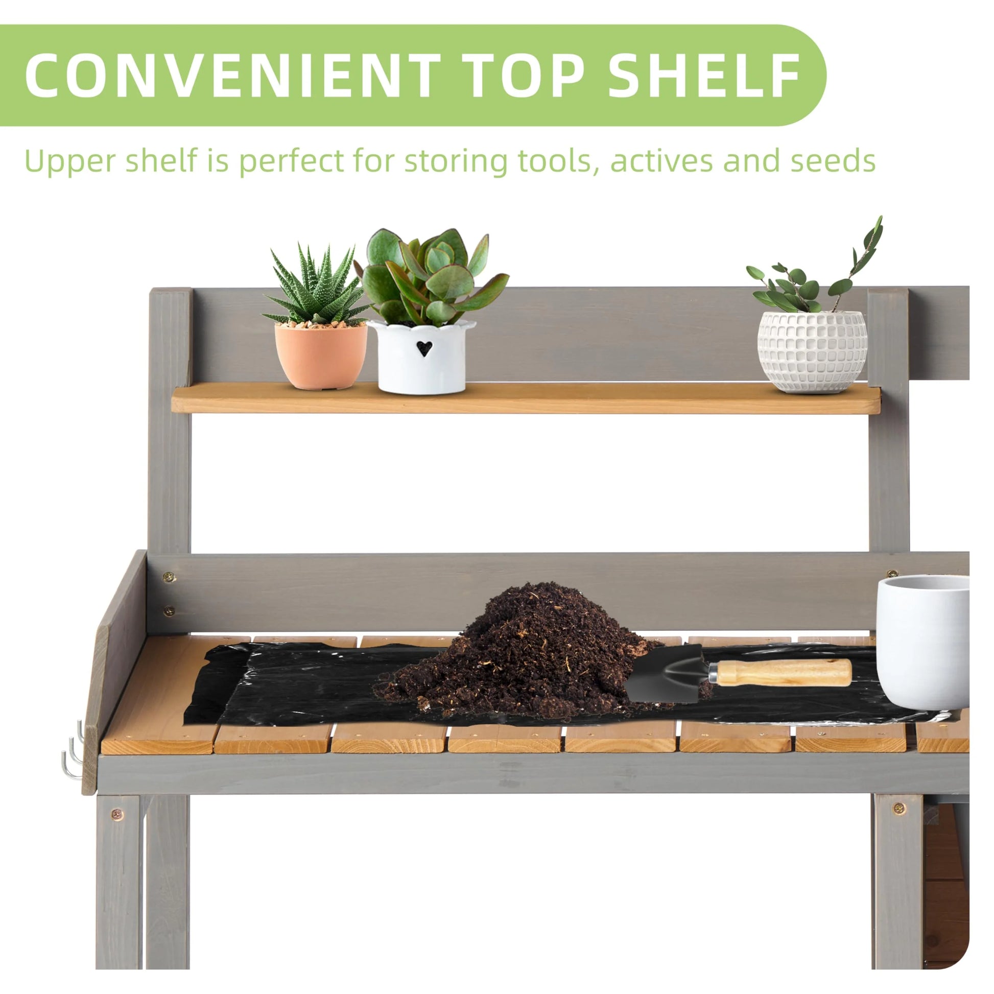 Wooden Potting Bench Table with Sink,Outdoor Garden Table Work Bench with Storage, Workstation for Outside Patio Lawn